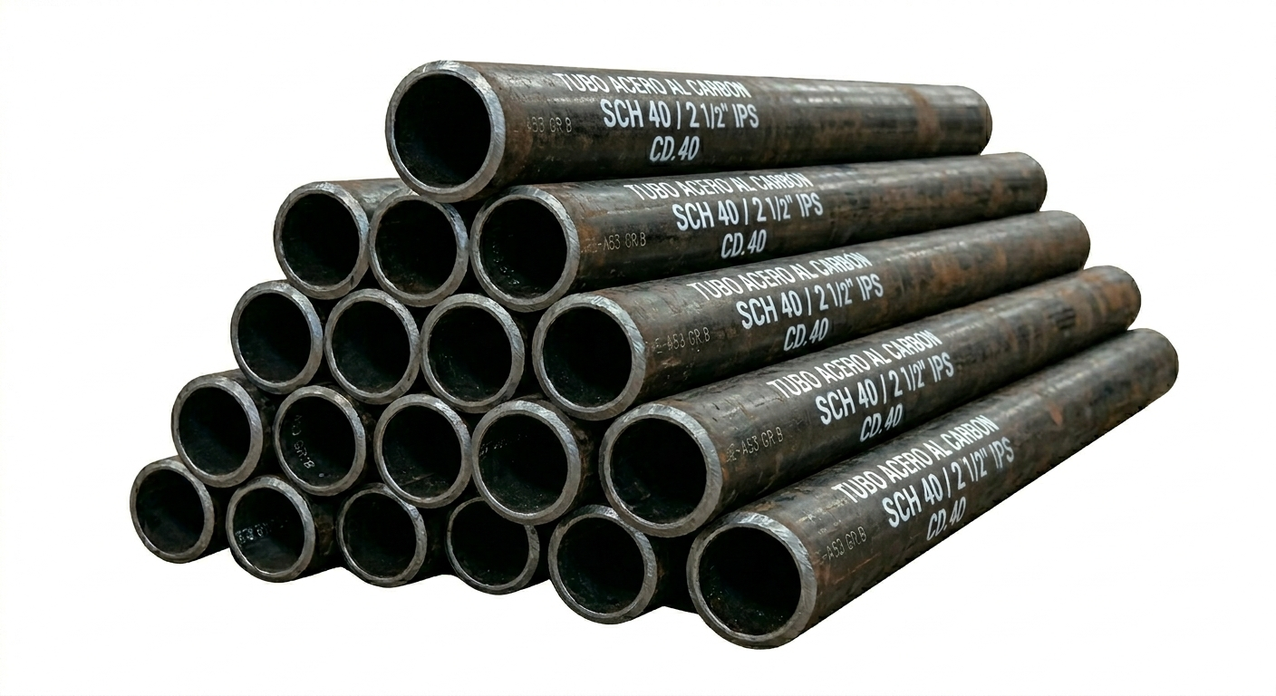 TUBO DE ACERO AL CARBON CD.40 DE 2 1/2"